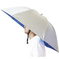 Umbrella Hat, 37 inch Fishing Umbrella Hat Hands Free Foldable UV Protection Umbrella Cap Adjustable Headwear for Fishing Golf Camping Beach Gardening Sunshade Outdoor - color: Silver-Blue
