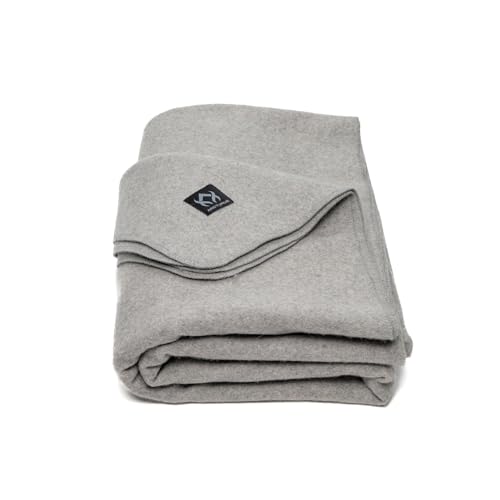 Arcturus Military Wool Blanket - Warm, Thick, Washable - Great for Outdoors, Camping, Stadium Blanket, Picnics, Travel - Car & Bushcraft Survival Kits - color: Stone Gray