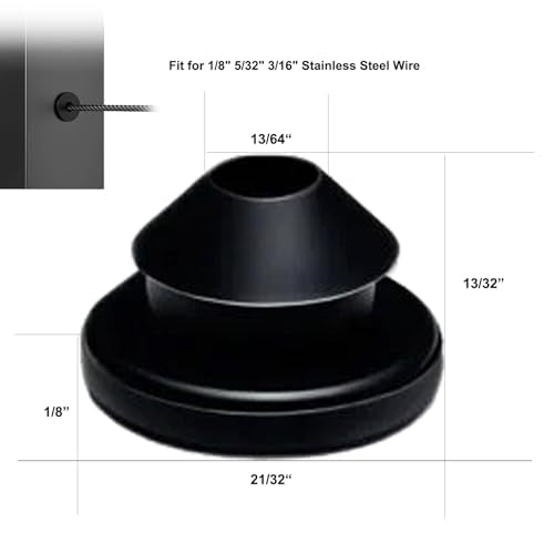 50-Pack Black Cable Railing Rubber Grommets for 1/8" 5/32" 3/16" Stainless Steel Wire, Level Metal Post Protector Sleeves, Indoor & Outdoor
