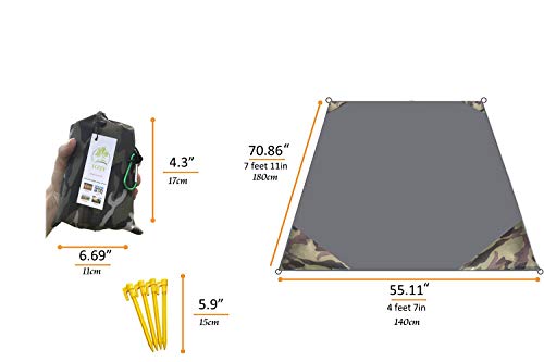 Pocket Blanket 71"x55", Lightweight Compact Sandproof Waterproof Outdoor Blanket for Beach, Hiking, Camping, Travel, Festivals, Picnic with Pockets, Loops, Stakes, Carabiner - color: White Green Camouflage