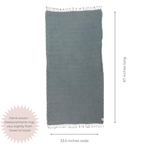 InfuseZen Stonewashed Turkish Bath & Beach Towel –100% Organic Turkish Cotton - Soft, Lightweight, Absorbent - Quick Dry, Sand Free - Swim, Pool, Shower, Travel - Peshtemal, Hammam Spa Towel - Denim - color: Denim