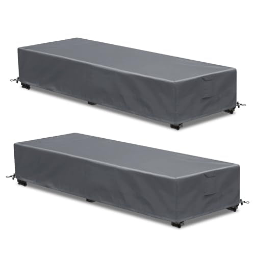 Waterproof Patio Lounge Chair Cover 2 Pack Outdoor Chaise Lounge Covers 600D Weather Resistant Material, UV Protection, Windproof Design Outside Furniture Covers 80" x 28" x 14" H,Grey - color: Grey, size: 2 Pack (80"l X 28"w X 14"h)