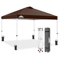 EAGLE PEAK Pop Up Canopy Tent with Wheeled Carry Bag, 8 Stakes, 4 Ropes, 4 Weight Bags, Easy Set Up Tent Canopy, 10x10 ft, 100sqft of Shade, Brown - color: Brown, size: 10x10