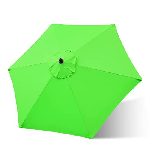 Sunnyglade 7.5ft Patio Umbrella Replacement Canopy Market Umbrella Top Outdoor Umbrella Canopy with 6 Ribs - color: Grass Green