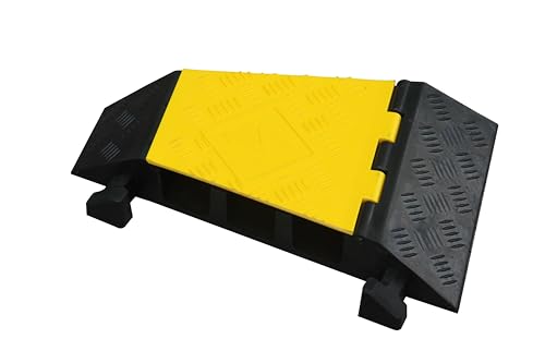 Kable Kontrol Atlas Heavy Duty Cable Protector - 22.5° Degree Right Turn - 3 Channel - CP9986 Compatible - Black & Yellow - Speed Bump and Wire Protector Turn for Indoor & Outdoor Use - size: 3 Channel - Right Turn