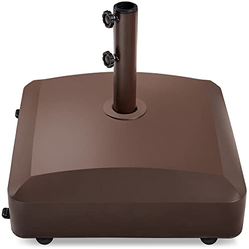 Best Choice Products 123lb Capacity Fillable Mobile Umbrella Base Heavy Duty Market Stand for Patio, Deck, Poolside w/ 4 Wheels, 2 Locks, 2 Knobs, Wind-Resistant Design - Bronze - color: Bronze