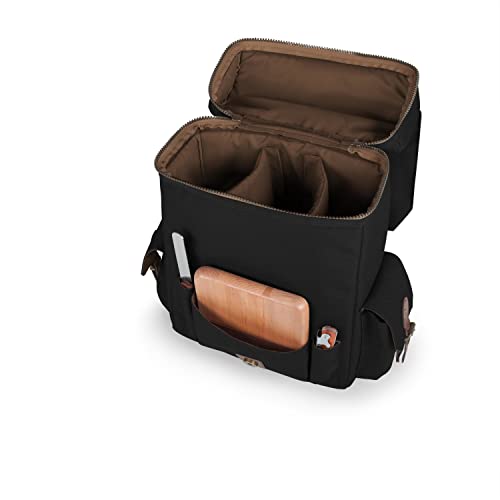 PICNIC TIME Disney Mickey Mouse Moreno 3-Bottle Wine & Cheese Tote, Padded Wine Bag with Adjustable Shoulder Strap, Wine Picnic Tote Bag, (Black)