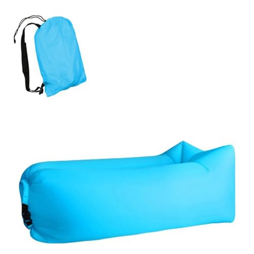 Inflatable Lounger Air Sofa, 210T Polyester, Portable Waterproof Couch with Carry Bag, Supports 450 LBS, for Camping, Beach, Travel (Sky Blue) - color: Sky Blue