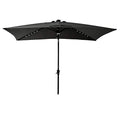 C-Hopetree Rectangular Outdoor Patio Market Umbrella with Solar LED Lights 6.5 x 10 ft - color: Black