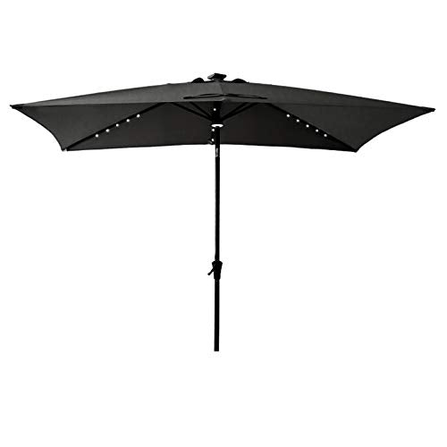 C-Hopetree Rectangular Outdoor Patio Market Umbrella with Solar LED Lights 6.5 x 10 ft - color: Black