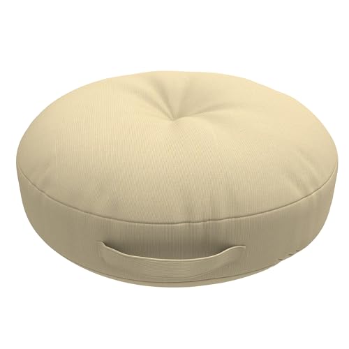 Covers & All Sunbrella Round Seat Cushion with Handle, Plush Outdoor Pillows and Chair Cushions for Home or Patio (22 x 5 Inch, Canvas Antique Beige) - color: Canvas Antique Beige, size: 22 x 5, style: Handle