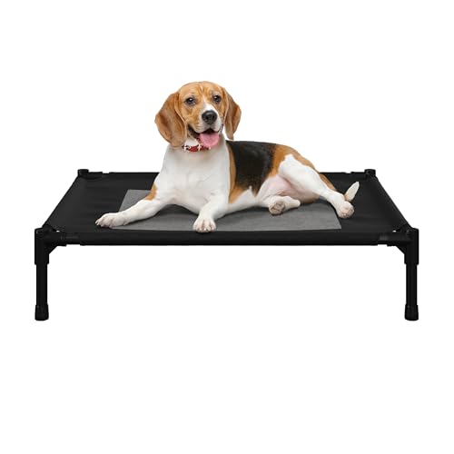 Elevated Dog Bed - 30x24-Inch Portable Pet Bed with Non-Slip Feet - Indoor/Outdoor Dog Cot or Puppy Bed for Pets up to 50lbs by PETMAKER (Black) - color: Black, size: Medium