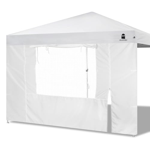 Sunshade Sidewall, SunWall with Door and Window for 10×10 Pop Up Canopy Straight Leg, Outdoor Instant Canopies Wall, 1 Pack Canopy Sidewall Only (Spliceable, White) - color: White - Spliceable