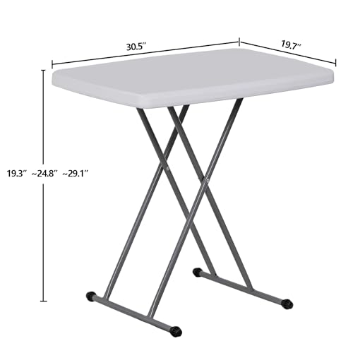 ZenStyle 3 ft Adjustable Folding Table, Indoor Outdoor Portable Plastic Dining Card Table Utility Table for Camping Dining Event Party, White (Rectangular, 30"x20") - size: 30"x20"