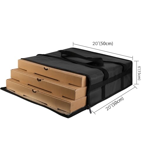 Bodaon Insulated Pizza Bags for Delivery & Plastic Portable Drink Carrier, 20" x 20" x 6" Thermal Food Carrier for Hot and Cold Food, Large Warming Bag for Catering and Delivery, 1-Pack - color: Black Bag with Drink Carrier, size: 20" x 20" x 6"