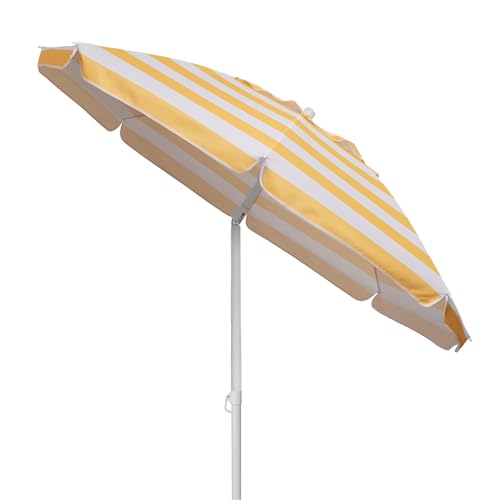 PICNIC TIME 5.5 Ft Portable Beach Umbrella, Lightweight UV Protection Sunshade with Tilt Pole & Carry Bag, Outdoor Canopy Umbrella for Beach, Sand, Pool, Patio, Camping, Travel, or Backyard Shade, (Yellow Cabana Stripe) - color: Yellow Cabana Stripe
