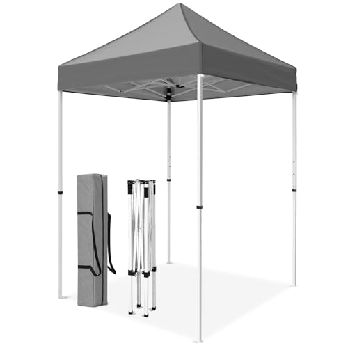 5x5 Pop Up Canopy Tent, Instant Portable Beach Canopy, Outdoor Tent with Carry Bag for Camping, Sports, Tailgating, Events, Gray - color: Gray, size: W/O Wall