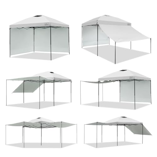 KAMPKEEPER 10x10 Easy Pop Up Canopy Tent with Sidewalls, Instant Outdoor Shade Shelter with Removable 10FT Sun Walls, Quick Setup Waterproof and UV-Resistant for Patio (White, 10x10FT with 2 sidewall) - color: White, size: 10x10ft With 2 Sidewall