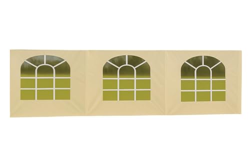 Heavy Duty Replacement Side Wall Panel with Arch Windows, 12 Mil for Party Tent Canopy (Beige 3 Window – 20 ft Valance Side Wall, Large Arch Windows, 12 Mil Heavy Duty Replacement Panel (1 Pc)) - style: Beige 3 Window – 20 ft Valance Side Wall, Large Arch