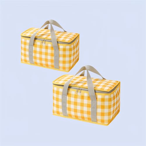 2pcs Insulated Picnic Bag Reusable Cooler Bags with Zipper Top, Foldable Picnic Basket for Food Storage，Portable Picnic Basket for Outdoor Camping, Party, Beach Trip (B) - color: B