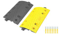 Pittman XPT Eco Mid-Sections for Modular Speed Bump Kit, Heavy Duty Plastic-Rubber Reflective Traffic Hump for Asphalt, Concrete, 1 Black + 1 Yellow, Includes Mounting Hardware - 8 Bolts (752018) - size: Mid-Sections