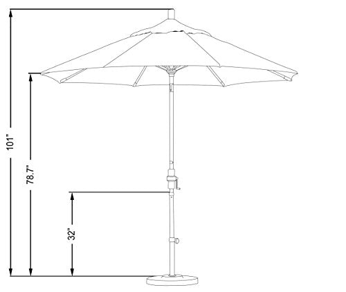 California Umbrella 9' Round Aluminum Patio Umbrella, Crank Lift, Collar Tilt, Bronze Pole, Terrace Fern Olefin - color: Fern
