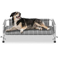 Elevated Dog Bed with Three-Sided Fence and Removable Cushion - Anti-Slip Feet, Stable Design, Easy Assembly, Indoor Relaxation & Outdoor Activities for Small/Medium Dogs, All-Season Comfort - size: Cushion-(M-)