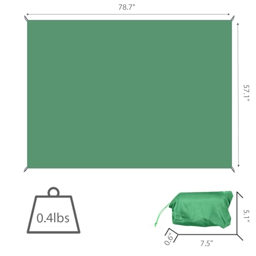 Wind Tour Multifunctional Tarp Waterproof with Carry Bag for Tent Ultralight Outdoor Tent Footprint for Ground Camping Hiking (Green-78.7" x 57.1") - size: Green-78.7" x 57.1"