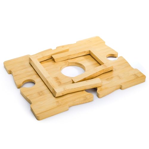 Coloch Portable Bamboo Wine Picnic Table with Wine Glass Holder, Foldable Rectangle Picnic Table Tray Beach Snack Table for Outdoor, Park, Beach, Camping, Wine Lover Gift