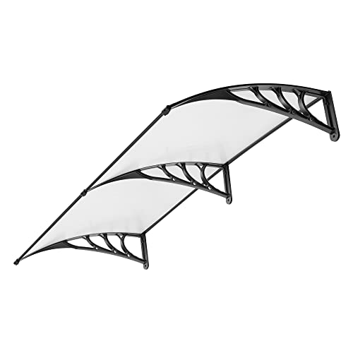 VIVOHOME Polycarbonate Window Door Awning Canopy Transparent with Black Bracket 40 Inch x 80 Inch - color: Transparent, size: 40 Inch X 80 Inch