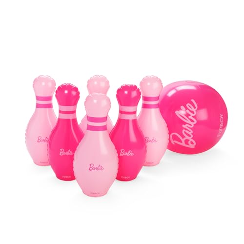 Barbie & FUNBOY Inflatable Bowling Set for Kids and Adults with Large Ball and Six Bowling Pins Perfect for Backyard Parties
