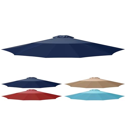 Simple Deluxe 9' Patio Umbrella Replacement Canopy Only Outdoor Table Market Yard Umbrella Replacement Top Cover with 8 Ribs, Dark Blue - color: Dark Blue Canopy Only, size: 9ft