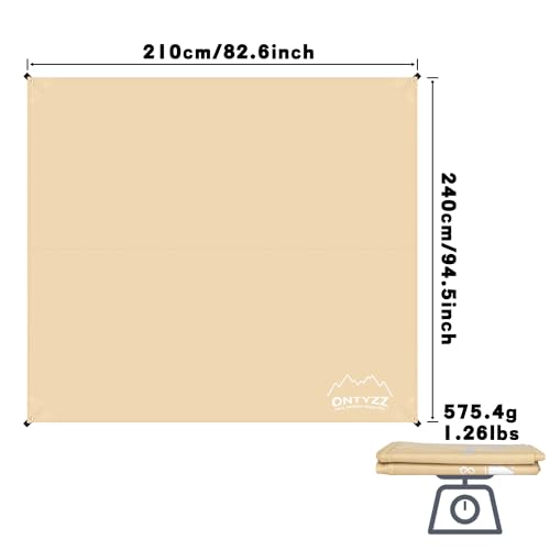 ONTYZZ Khaki Rectangle Tent Footprint Waterproof Camping Tarp Two in One Ground Sheet Mat and Tent Tarp for Camping Outdoor Hiking Beach Picnic, 210 * 240㎝ - color: Rect.- 210*240㎝