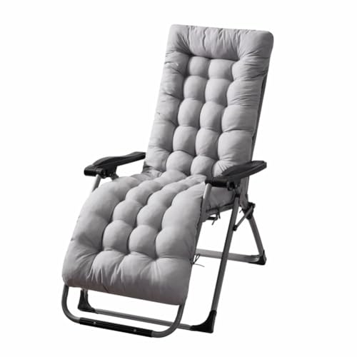 Patio Chaise Lounger Cushion， Rocking Chair Sofa Cushion with 6 Ties， Thick Padded Swing Bench Cushion， Zero Gravity Chair Cushion61x19x3in (Light Gray) - color: Light Gray