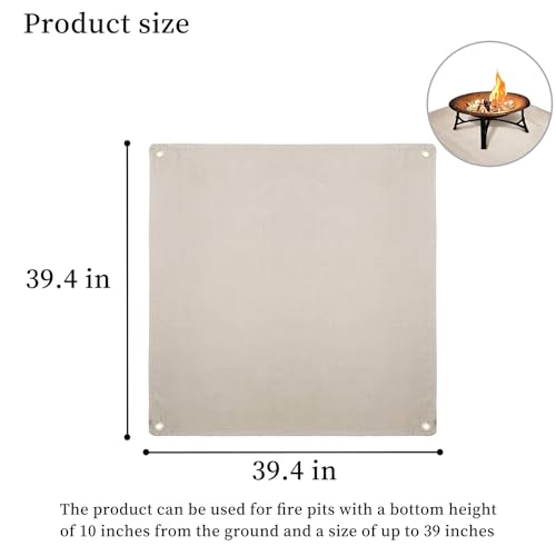 39''x39'' Fire Pit Mat - Fireproof Mat for Fire Pit, Wood Deck Insulation, Camping BBQ - Temperature Resistant Fiberglass Fire Blanket for Outside Indoor Lawn Protection