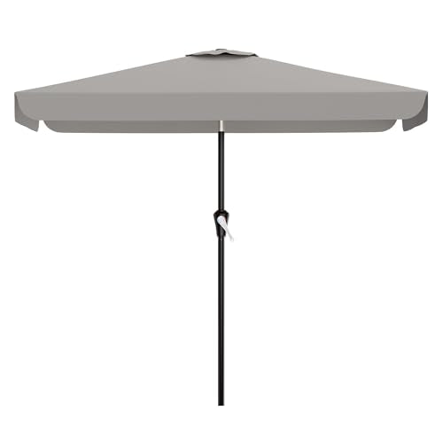 AreShark 6.5 x 10 FT Rectangular Valance Patio Umbrella, Outdoor Umbrella with Tilt and Crank, Market Table Umbrellas W/ 6 Ribs UV Protection for Garden, Deck, Backyard and Pool, Foggy Gray - color: Foggy Gray, size: 6.5x10 FT