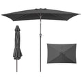 HASLE OUTFITTERS Rectangular Patio Umbrella, 6.5 x 10 ft Rectangle Table Umbrellas w/Heavy Duty Ribs, Effortless Crank and Push Button Tilt, Wind Resistant Sun Umbrella for Outdoor Patio, Gray - color: Gray