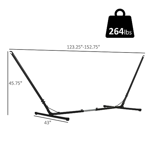 Outsunny Universal Hammock Stand 10-13ft Adjustable Steel Stand Space-Saving and Portable Carrying for Indoor and Outdoor Use, Black