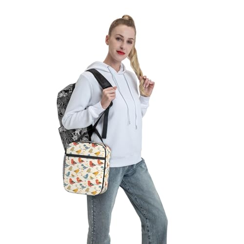 Bird Lunch Box Insulated Lunch Bag for kids Girls Boys Women,Reusable Lunch Box Containers for Women Men,Durable Cooler Tote Bag Lunchbox for Office/School/Picnic - color: Bird02