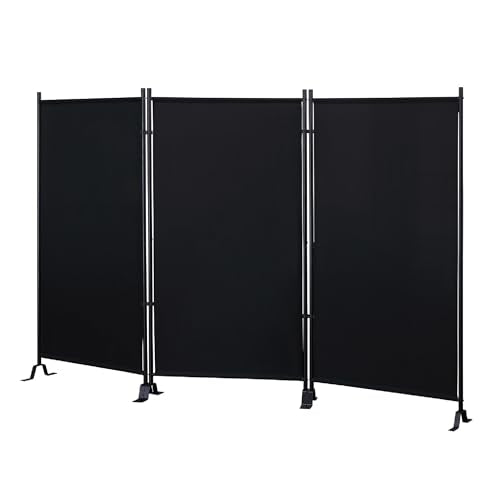 Proman Products - Galaxy Section Divider, Water Repellent Fabric Room Divider with Black Powder Coated Metal Frame for Indoors or Outdoors (Black) - color: Black, size: 3 Panel
