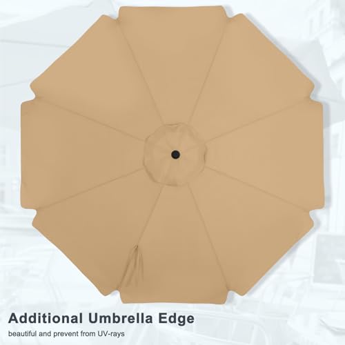 MASTERCANOPY Valance Patio Umbrella for Outdoor Table Market -8 Ribs (11ft,Khaki) - color: Khaki, size: 11FT