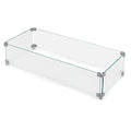 NUU GARDEN 27.6'' x 11.7'' x 6.5" Rectangular Fire Pit Wind Guard, Transparent Tempered Glass, Polished Aluminum Brackets, 3M Anti-Slip Pads, Fit for Best Choice 52-inch Fire Table WG01 - size: 27.6 X 11.7 X 6.5