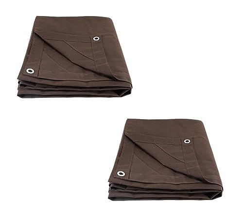 Mytee Products (2 Pack) 6' x 8' Dark Brown Canvas Tarp 12oz - Water Resistant & Breathable - Heavy Duty Tarps - Multipurpose Tarpaulin Cover for Camping Tent - color: Dark Brown (2 Pcs), size: 6' x 8'