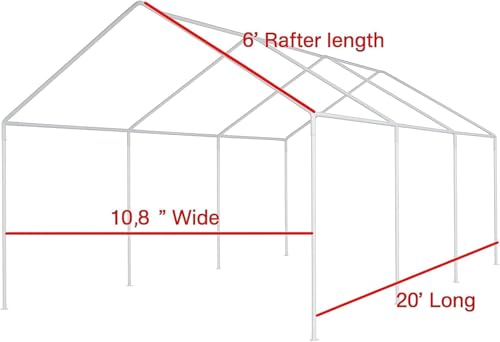 10x20 Sidewall Canopy Carport Tarp Set (4pc) Side Paneling Only Valanced Canopy Sidewall Kit White - color: 4 PC White
