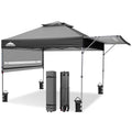 EAGLE PEAK 17x10 Pop up Gazebo Canopy Tent Outdoor Instant Canopy Shelter with Adjustable Dual Half Awnings (Gray) - color: Gray