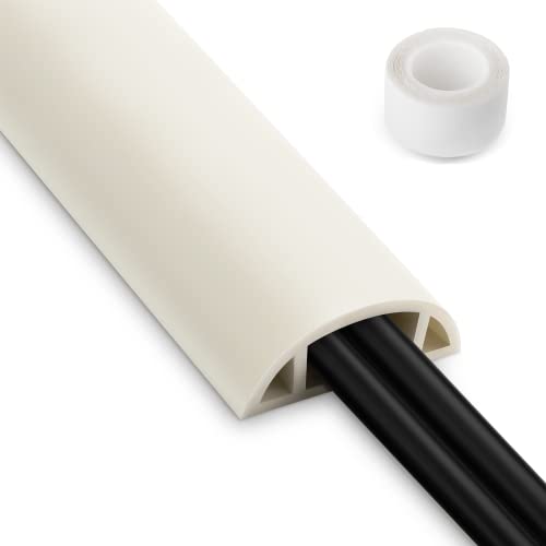 Cord Hider Floor, 3FT, Beige Cord Cover Floor, Cord Protector Floor Extension Cable Cover, Soft PVC Wire Covers - Cable Management Hide Cords on Floor - Cord Cavity: 0.7" (W) x 0.4"(H) - color: Beige, size: Large-3ft