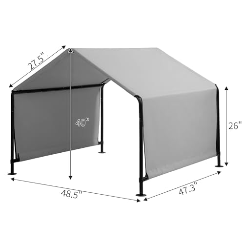 4x4 x3.3FT Weatherproof Dog Shade Shelter,Extra Large Dog House Outdoor with Upgraded Doors for Outside, UV Resistant Sun Rain Canopy Pet House for Large Dogs, Large Dog Tent Outdoor, Dark Grey