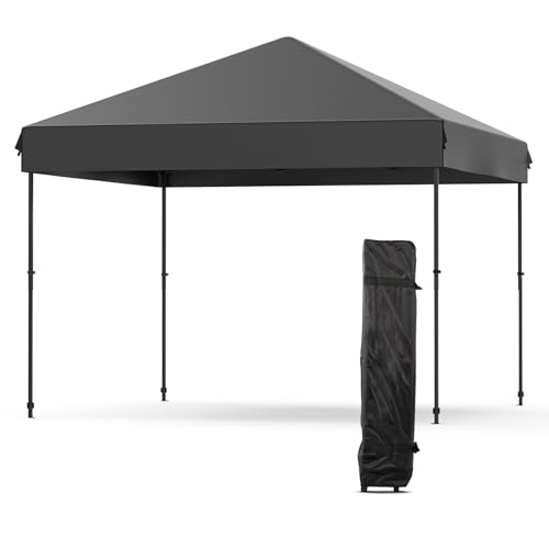 Pop Up Canopy Tent 10x10ft Portable Waterproof Outdoor Sun Shade Shelter with Wheeled Carry Bag, Easy One-Person Setup, Adjustable Height for Patio Garden Beach Parties Camping, Black - color: Black, size: 3M*3M