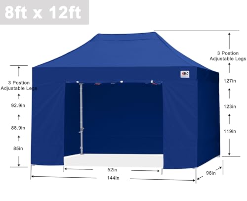 ABCCANOPY Easy Pop Up Canopy Tent with Sidewalls 8X12 Commercial -Series, Navy Blue - color: navy blue, size: 8X12