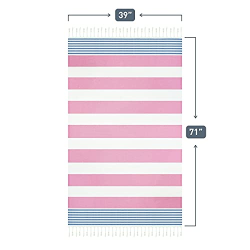 HAVLULAND Turkish Beach Towels, Oversized 40"x72" Turkish Bath Towel, Highly Absorbent Quick Dry Sand Free Beach Towels for Beach Pool Spa Gym Yoga Travel Camping Picnic Blanket - Pink/Blue - color: Pink / Blue